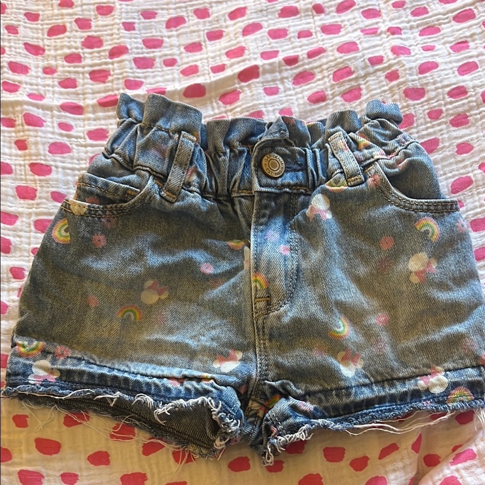 GAP Blue Denim Shorts with Distressed Look and Paperbag‎ Waist